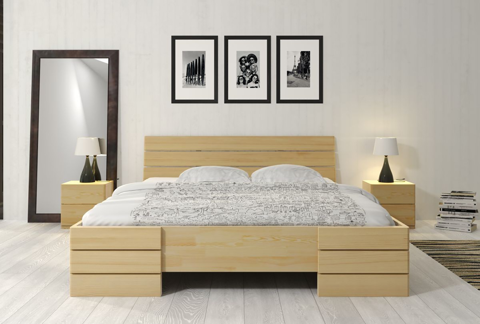 VISBY SANDEMO HIGH AND LONG PINE BED 1