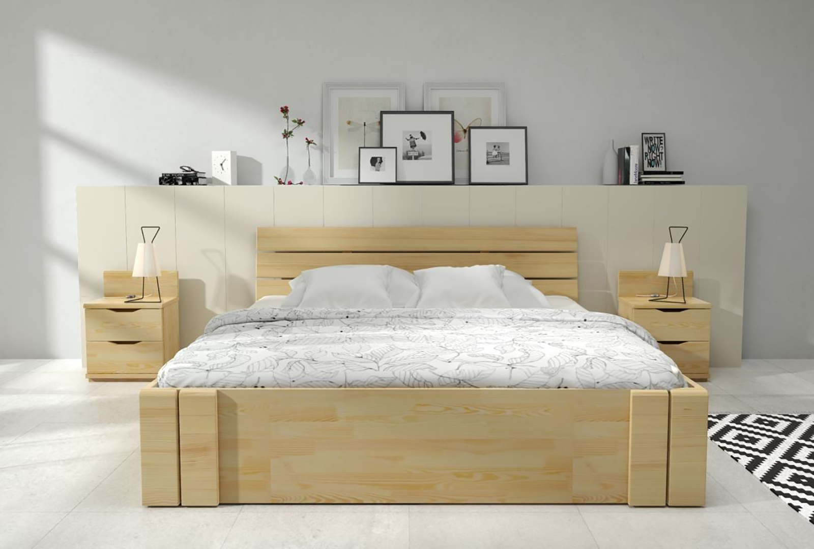 VISBY ARHUS HIGH DRAWERS PINE BED WITH DRAWERS 3