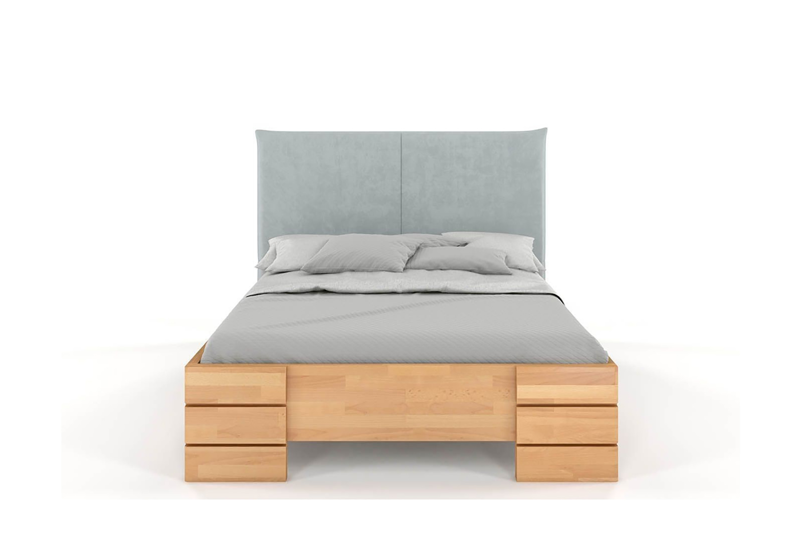 VISBY SANTAP WOODEN BEECH BED WITH AN UPHOLSTERED HEADBOARD 2
