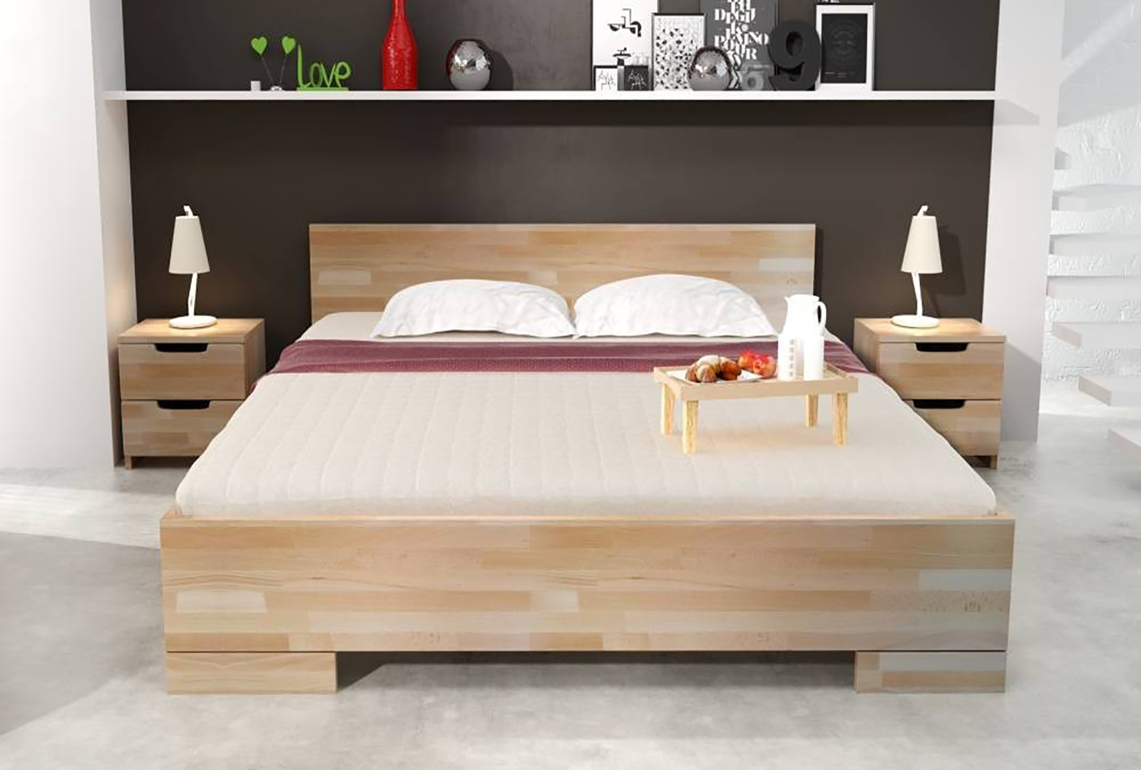 WOODEN BEECH BED WITH A BOX FOR BEDDING SKANDICA SPECTRUM MAXI & ST