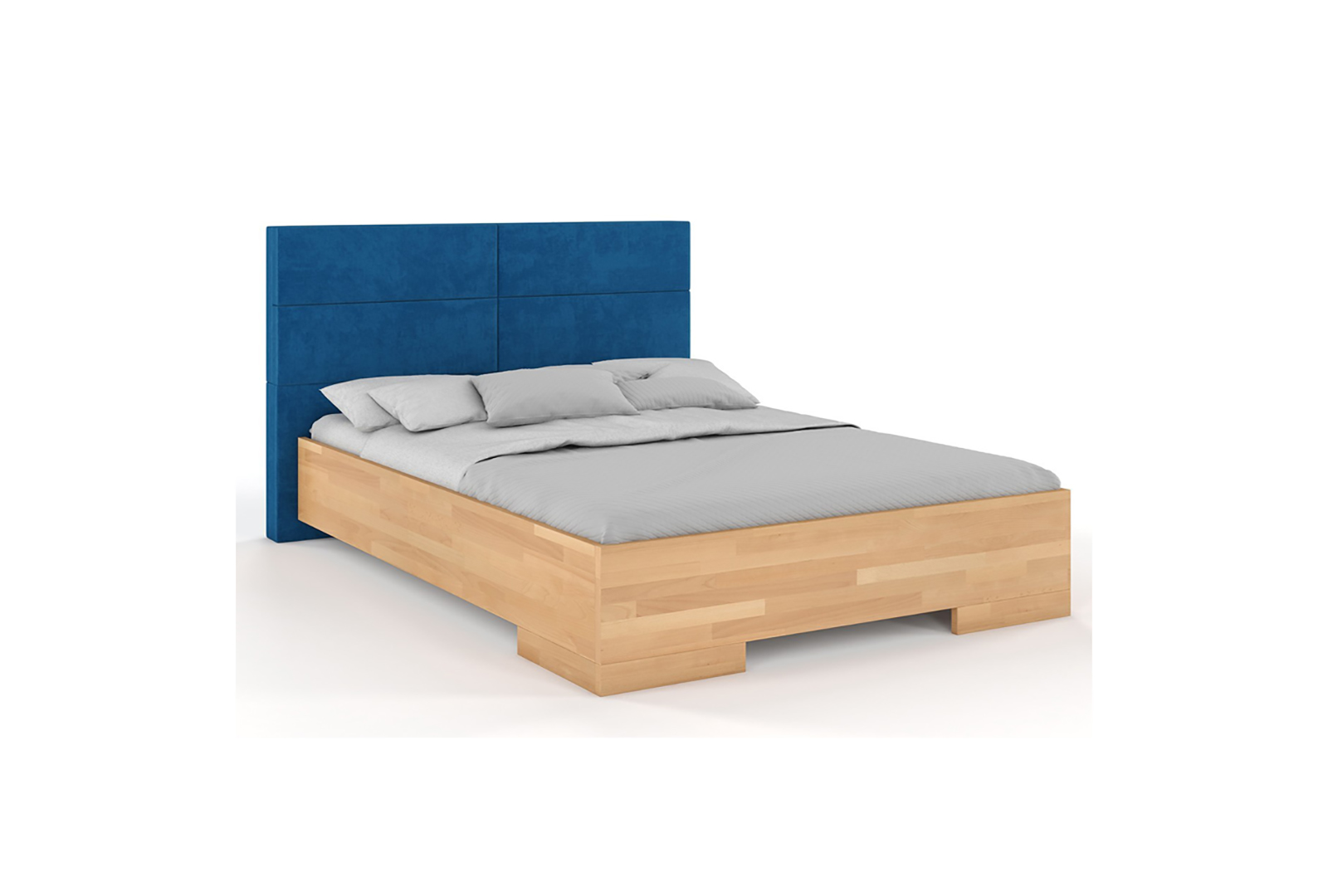 VISBY BERG WOODEN BEECH BED WITH AN UPHOLSTERED HEADBOARD
