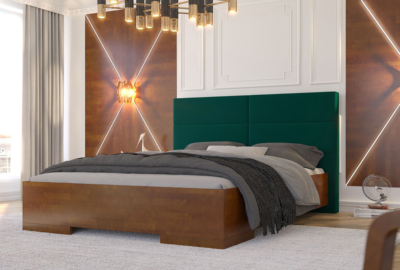 VISBY BERG WOODEN BEECH BED WITH AN UPHOLSTERED HEADBOARD 4
