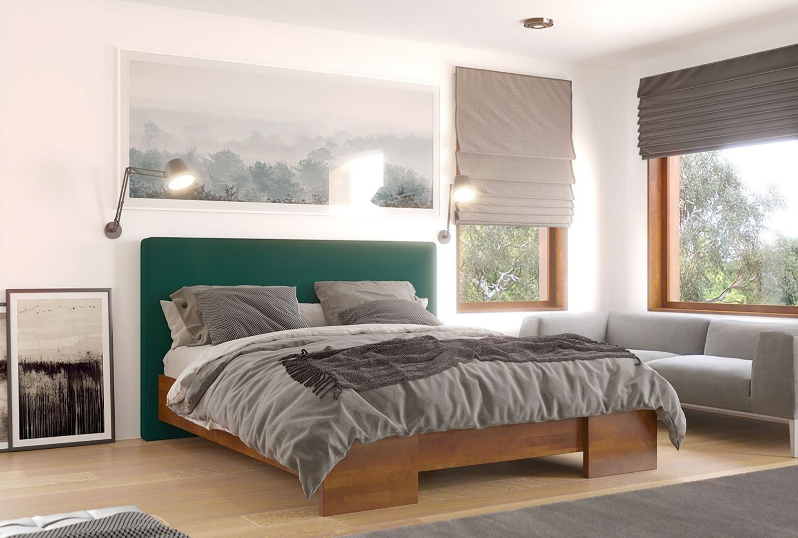 VISBY HESSEL WOODEN BEECH BED WITH AN UPHOLSTERED HEADBOARD 2