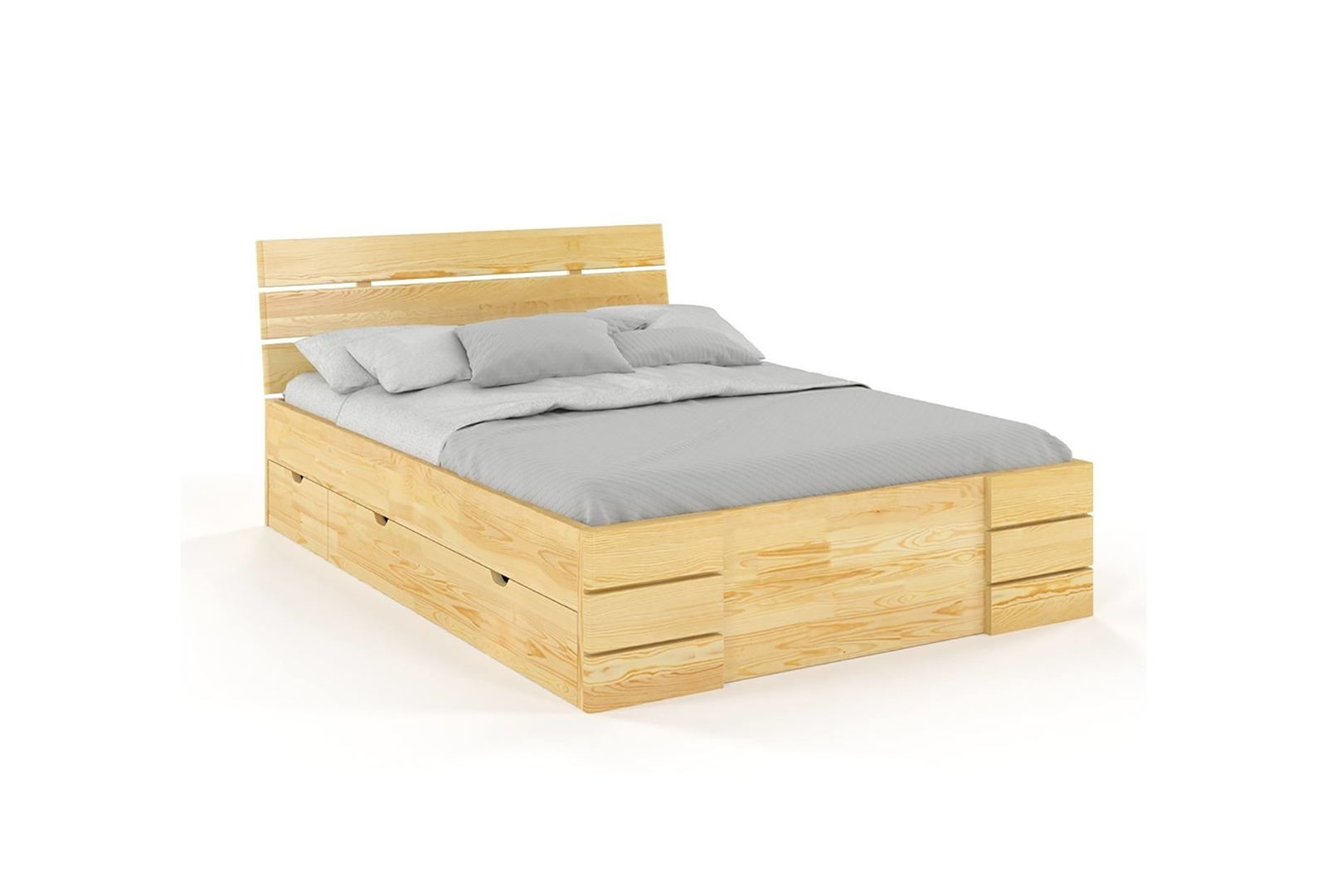 VISBY SANDEMO HIGH DRAWERS PINE BED 5
