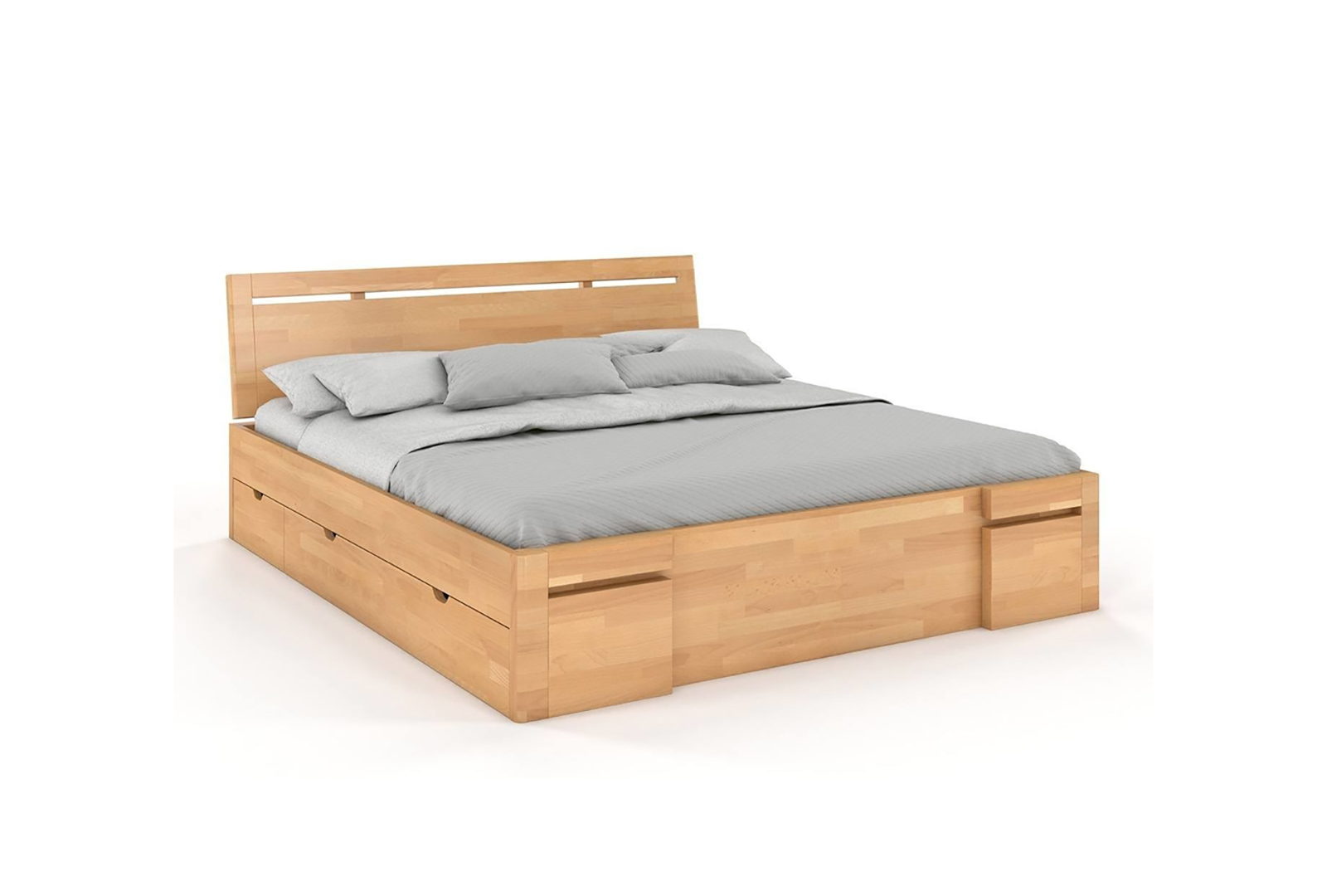 VISBY SALERNO HIGH DRAWERS BEECH BED 1