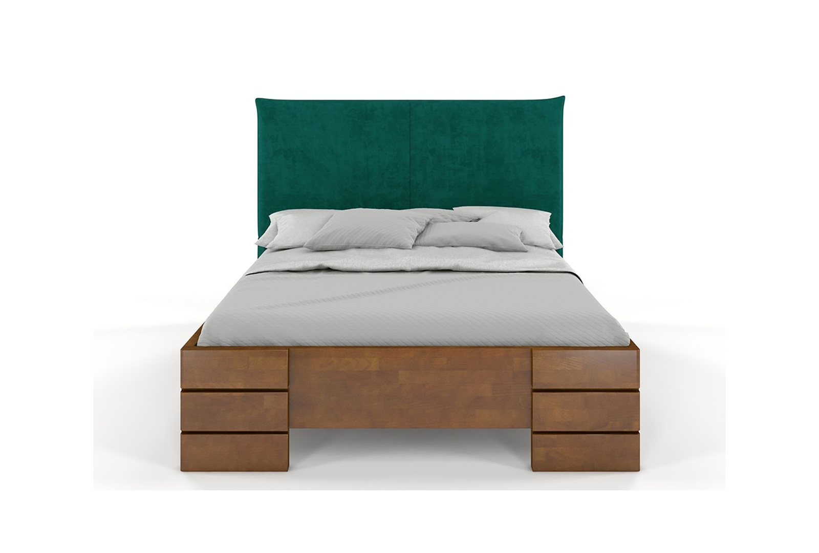 VISBY SANTAP WOODEN BEECH BED WITH AN UPHOLSTERED HEADBOARD