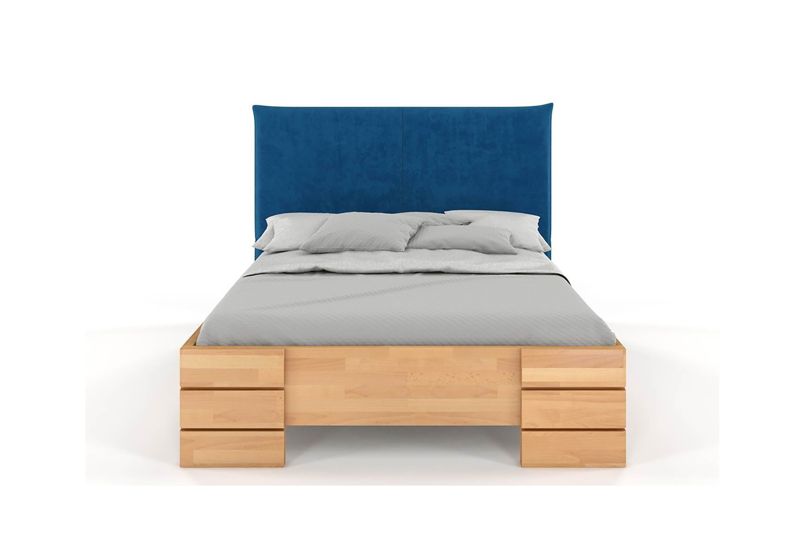 VISBY SANTAP WOODEN BEECH BED WITH AN UPHOLSTERED HEADBOARD 1