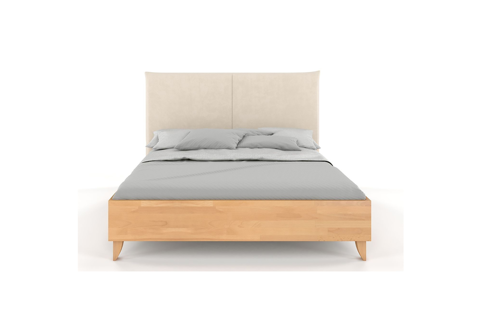 VISBY VIVIEN WOODEN BEECH BED WITH AN UPHOLSTERED HEADBOARD 1